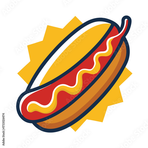 hot dog in baseball stadium style with mustard swi.eps