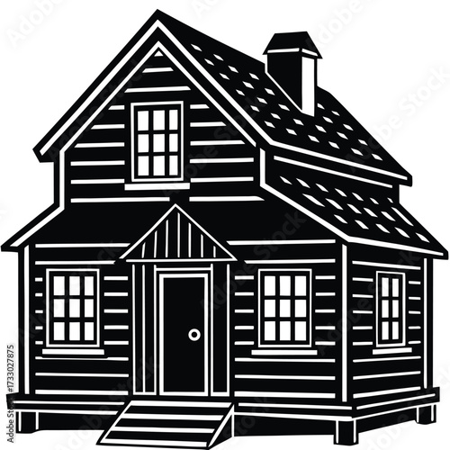 old fashioned wooden house clipart on white backgr.eps