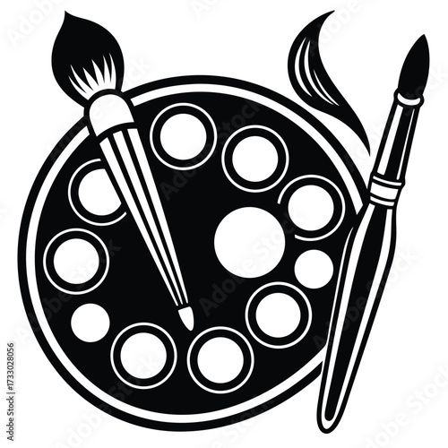 paint palette and brushes vector illustration on w (1).eps