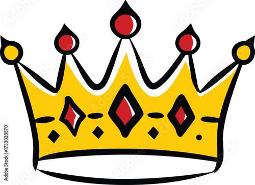 royal crown with red jewels vector on white backgr.eps