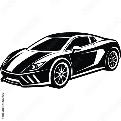 sports car with sleek design clipart on white back.eps