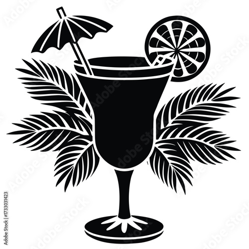 tropical cocktail glass summer clipart on white ba.eps
