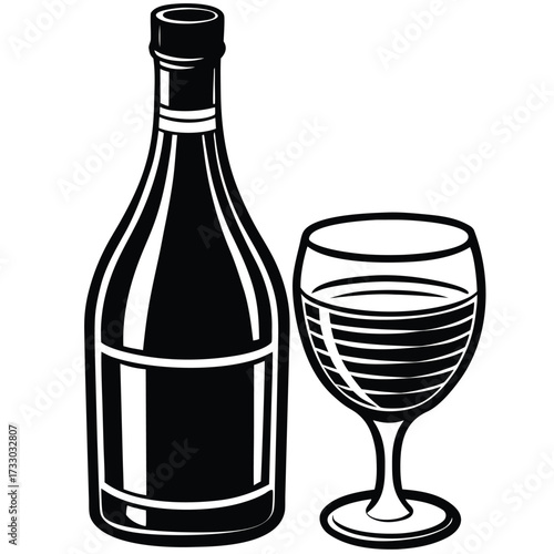wine bottle and glass vector illustration on white (1).eps