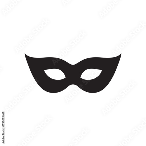 Mysterious Black Masquerade Mask on White Background Symbolizing Secrecy and Intrigue for Festive Occasions and Theatrical Performances with Themes of Disguise and Hidden Identity silhouette icon