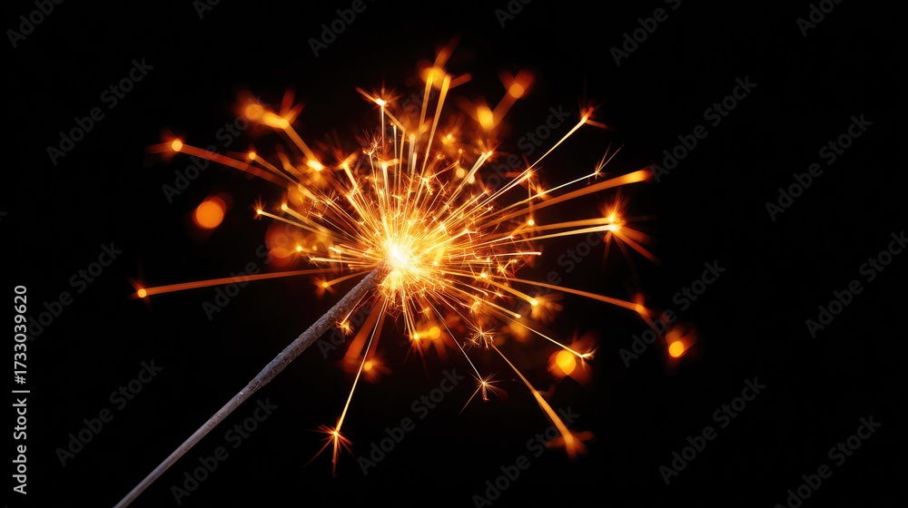 Naklejka premium Sparkler Light Blanketing a Dark Background, Capturing the Magic and Beauty of Celebration and Joyful Moments in a Stunning Display of Fireworks