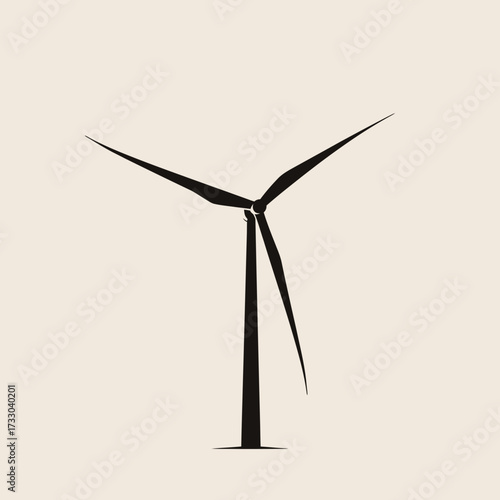 Stylized wind turbine silhouette generating clean energy