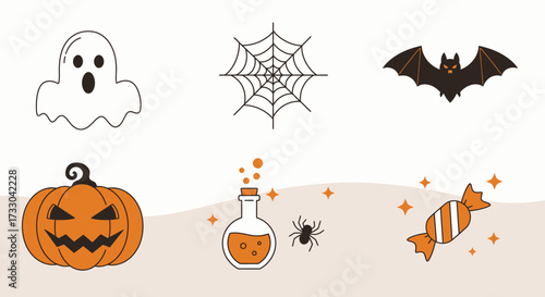 Streamline Professional Halloween Campaigns: Modern Minimalist Flat Design Icon Set for Corporate Digital Marketing & UI/UX