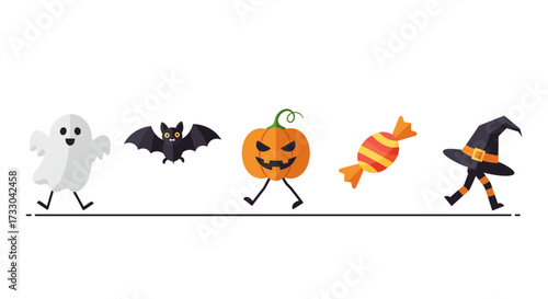 Dynamic Halloween Icon Parade: Engaging Professional Visuals for Seasonal Marketing & Corporate Events