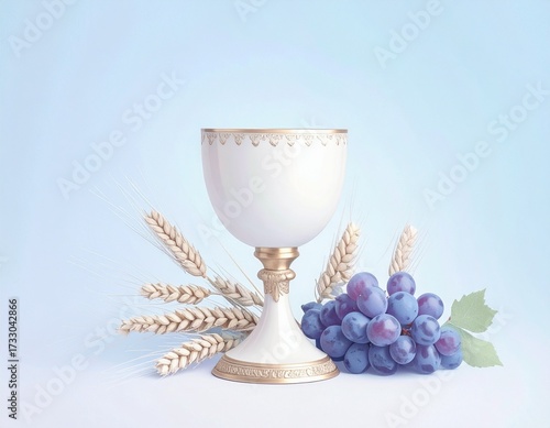 Chalice with wheat and grapes