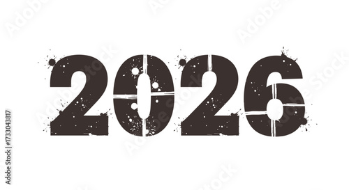2026 Bold Number: Distressed Digit Display for Future Year