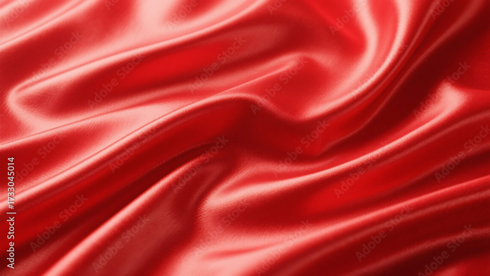 Obraz premium Rich red satin fabric background with elegant folds and shimmering highlights creating a luxurious textured surface ideal for design.