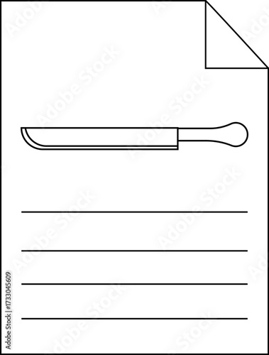 paper icon line and knife icon