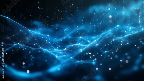 Wallpaper Mural Abstract blue digital network connection background animation for technology concept Torontodigital.ca