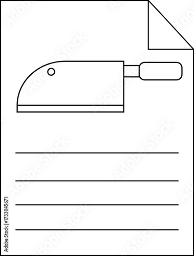 paper icon line and butcher knife icon