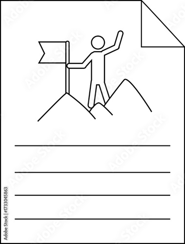 paper icon line and mountain climbing icon