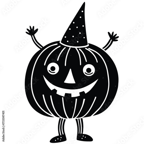 cute pumpkin with party hat cartoon vector on whit.eps