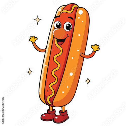 cute kawaii hot dog with happy face and sparkling  (2).eps