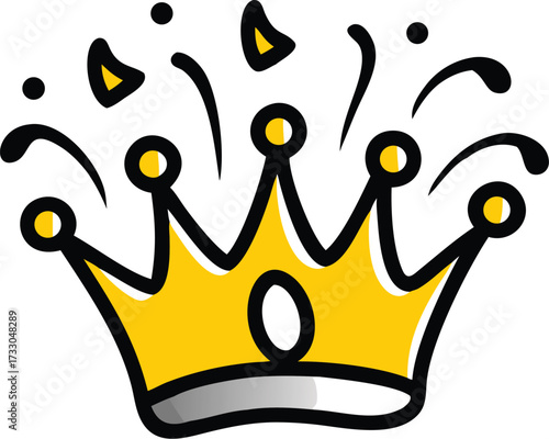 cute crown decorated with confetti illustration on.eps