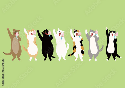 Wallpaper Mural ソフトクリームを舐める7匹の猫 Torontodigital.ca