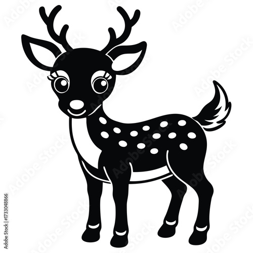 cute baby reindeer cartoon vector on white backgro.eps