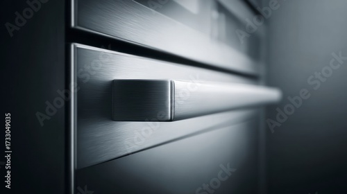 Modern stainless steel oven handle detail