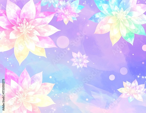 Pastel floral background with floating flowers