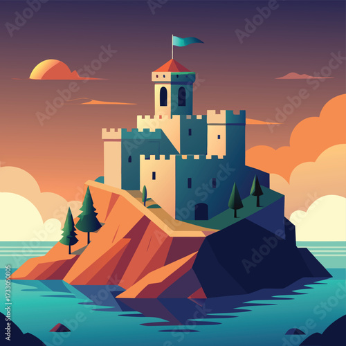 abandoned fortress on isolated island (2).eps