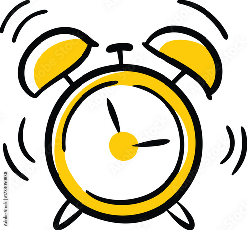 alarm clock ringing cartoon clipart on white backg.eps