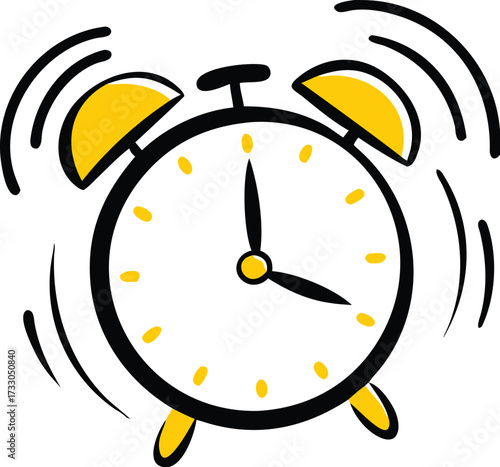 alarm clock ringing wake up routine vector on whit.eps