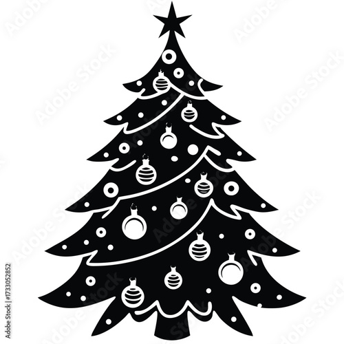 cartoon christmas tree decorated with ornaments cl (1).eps