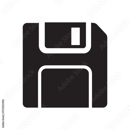 Floppy Disk Icon Symbol of Vintage Computer Data Storage and Technological Advancement Representing Legacy Systems silhouette icon vector clipart