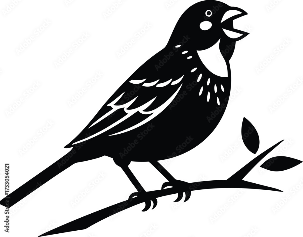 Fototapeta premium a sparrow perched on a branch singing joyfully 