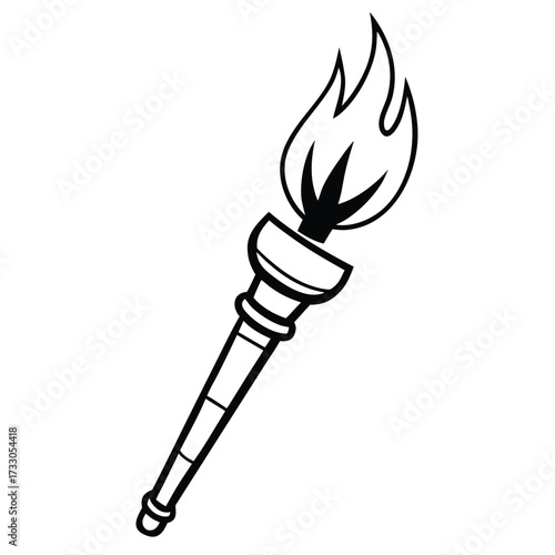 cartoon torch with flame clipart on white backgrou.eps