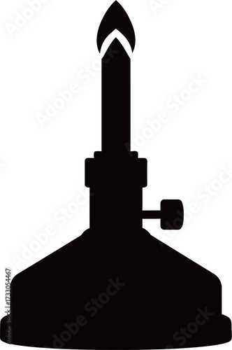 black and white silhouette of a Bunsen burner vector on a white background