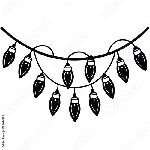 christmas lights string cartoon clipart on white b.eps