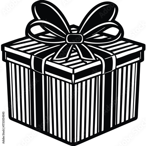 christmas gift box with bow cartoon clipart on whi.eps