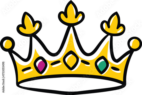 crown with rainbow gem decorations on white backgr.eps