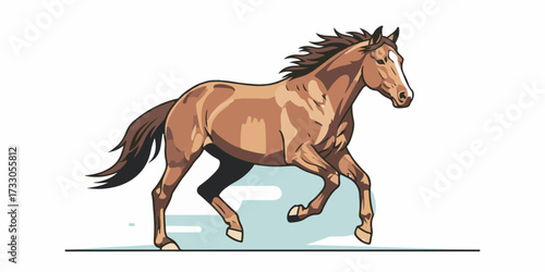 Horse Illustration with Dynamic Pose and Solid Colors