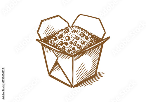 Fried Rice hand drawn sketch vector illustration