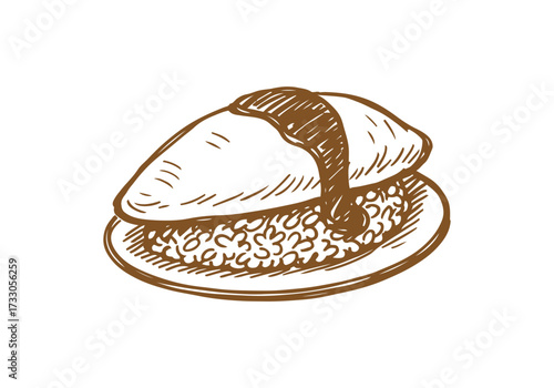 Fried Rice hand drawn sketch vector illustration