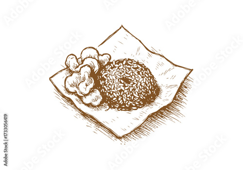 Fried Rice hand drawn sketch vector illustration