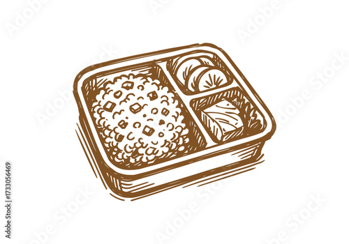 Fried Rice hand drawn sketch vector illustration