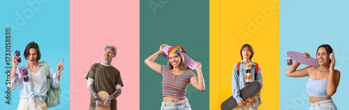 Set of different people wit...