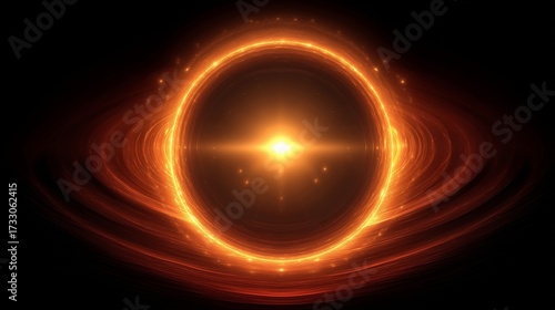 Radiant cosmic black hole with glowing ring