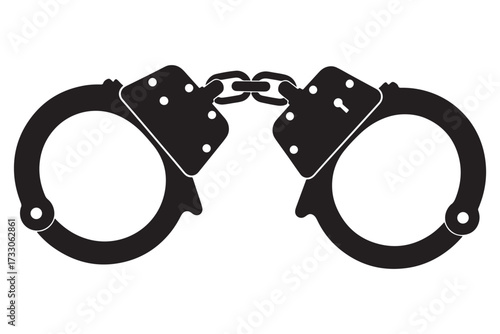 Handcuffs isolated on white background, symbolizing law enforcement, crime, and justice, often used in legal contexts and security measures vector illustration