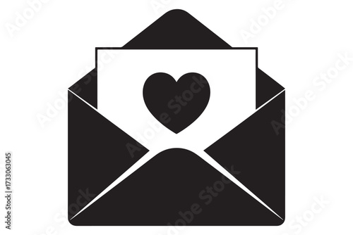 Heart in envelope isolated on white background, symbolizing love, affection, and heartfelt messages conveyed through traditional correspondence and romantic gestures vector illustration
