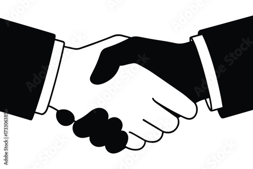 Illustration of a handshake between two people isolated on white background, representing agreement, partnership, and collaboration in business vector illustration