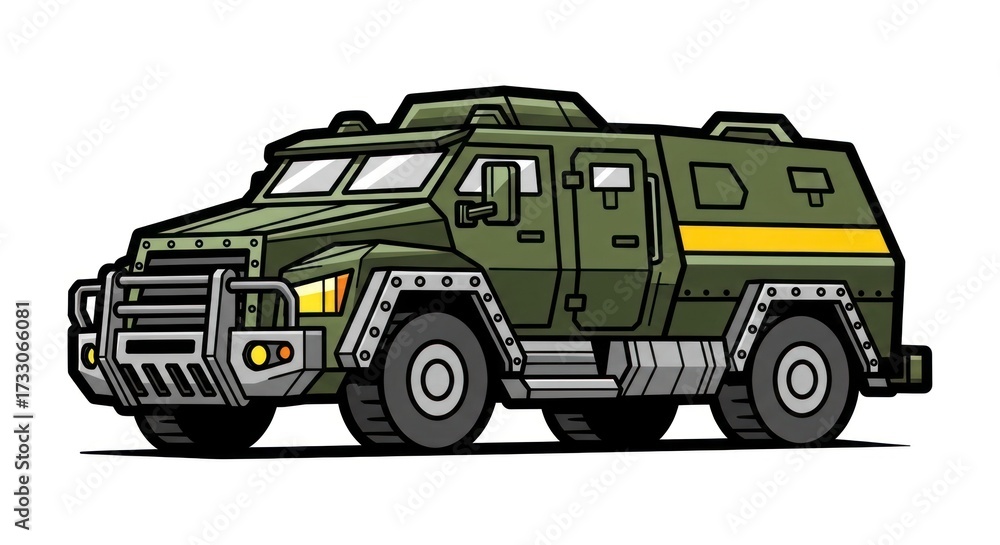 Obraz premium Armored vehicle illustration military transport on white background