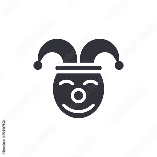 Whimsical Jester Face Illustration Smiling Icon Amusement Design