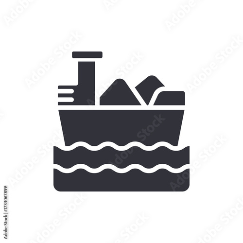 Stylized Cargo Ship Floating On Wavy Waters Illustration